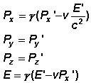 Die Gleichungen der Lorentztransformation (Impuls und Energie)
